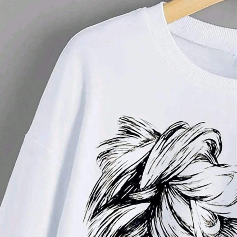 Messy Bun Black & White Graphic Sweatshirt - Picture 4 of 6